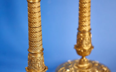 Paar qualitätsvolle vergoldete Empire Kerzenleuchter