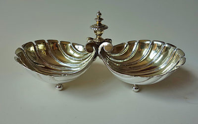 Seltene Barock Silber Doppelsalzschale aus Augsburg, frühes 18 Jahrhundert