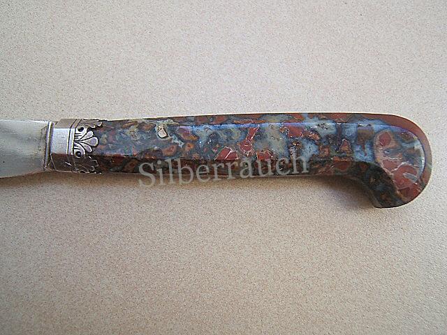 Rokoko Messer mit Griff aus Jaspis und Silberklinge