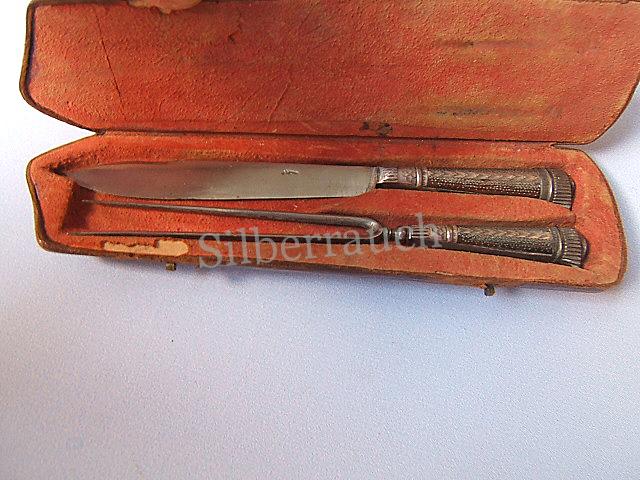 Zierliches Barock Silber Besteck im Originaletui, ca. 1700/1720