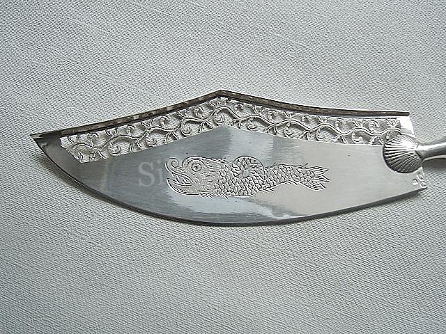 Holländischer Fischheber aus Silber, frühes 19. Jahrhundert
