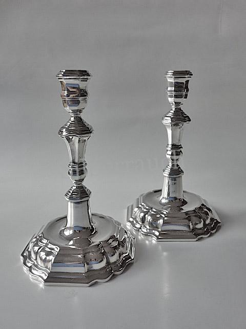 Paar zierliche Barock Silber Kerzenleuchter aus Dresden