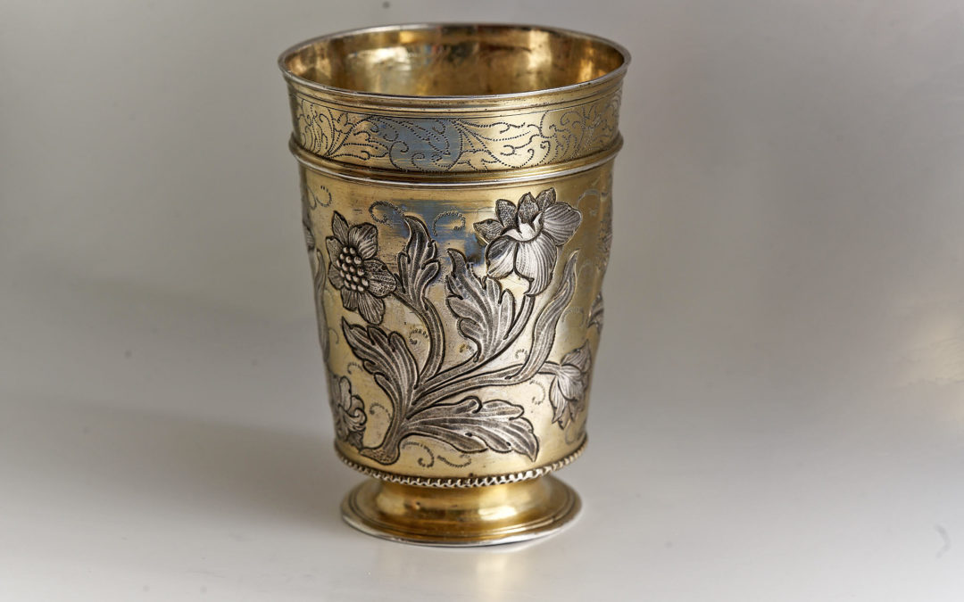 Seltener Silber teilvergoldeter Fußbecher aus Moskau, 18. Jahrhundert