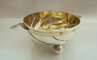 Barocke Silber Henkelschale aus Nürnberg, 17. Jahrhundert