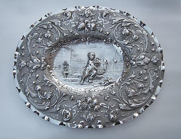 Barocke Silber Schauplatte aus Nürnberg, 17. Jahrhundert