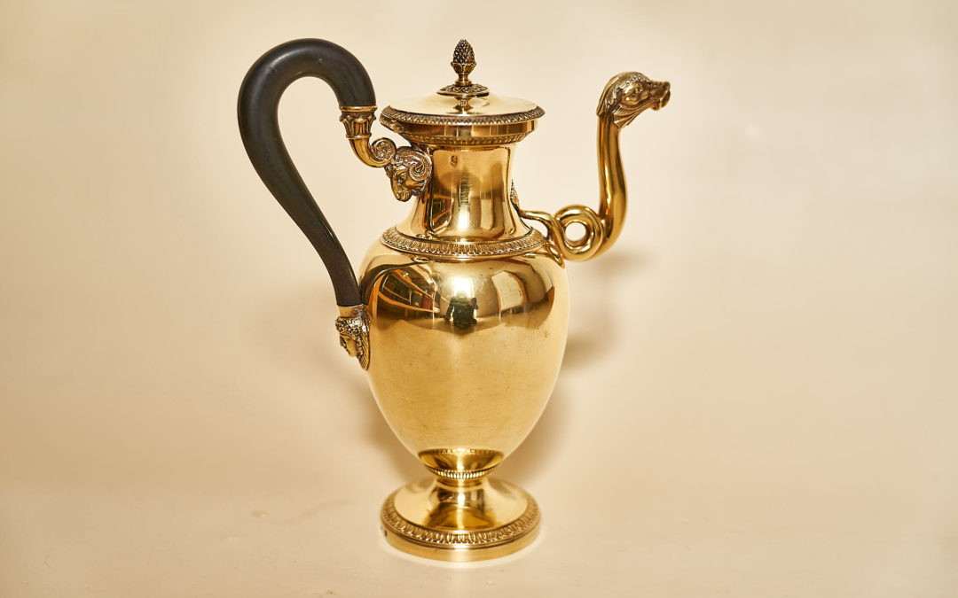 Vollvergoldete Silber Empire Kanne aus Paris, 1819-1838